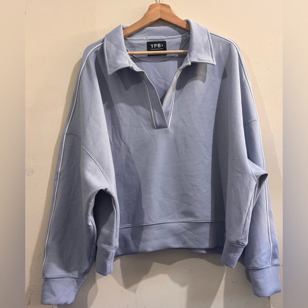 YPB YOUR PERSONAL BEST Men's Light Blue V-Neck Sweater